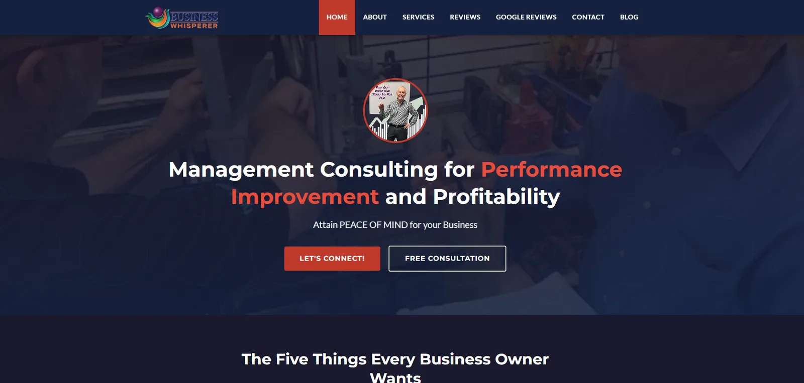 Original Business Whisperer website before redesign